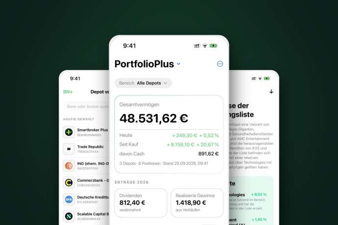 Neu in der BN+ App fürs iPhone: Alle Depots, eine App: Dein ganzes Vermögen auf einen Blick