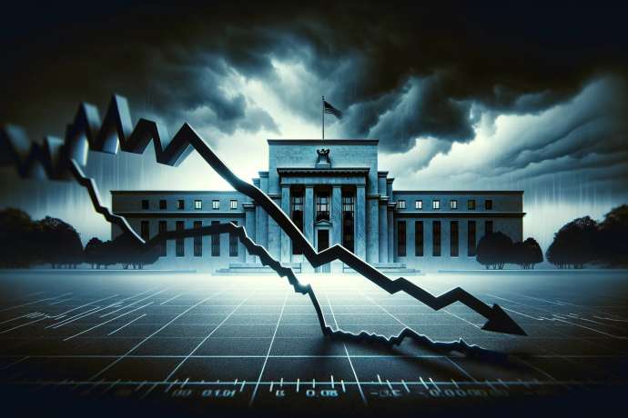 Geb&auml;ude mit fallenden Kurs