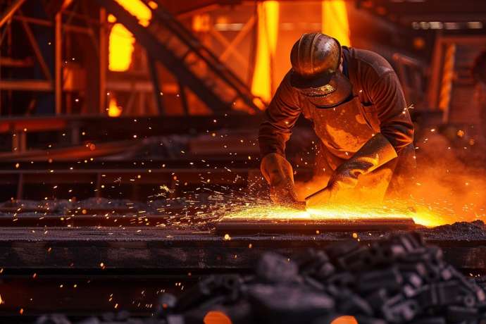 Mann bearbeitet Stahl