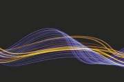 Long exposure, light painting photography. Vibrant streaks of neon color against a black background.