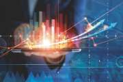 Hot business growth. Businessman using tablet analyzing sales data and economic growth graph chart. Business strategy, financial and banking. Digital marketing.
