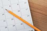 close up soft focus on pencil over calendar 2018 at office desk with top view concept