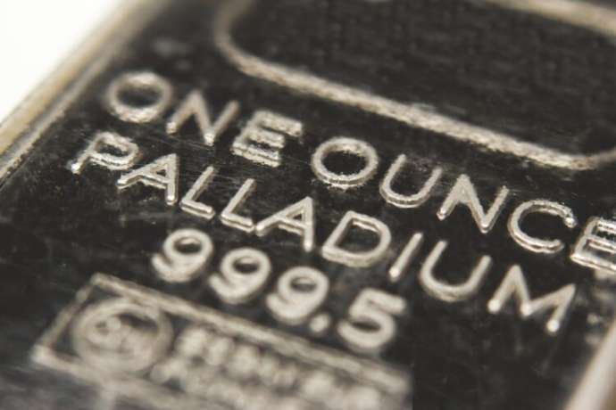 Macro image of a one ounce Palladium bar