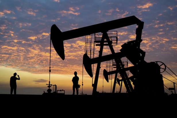 Concept of oil extraction, petroleum industry. Oil engineer