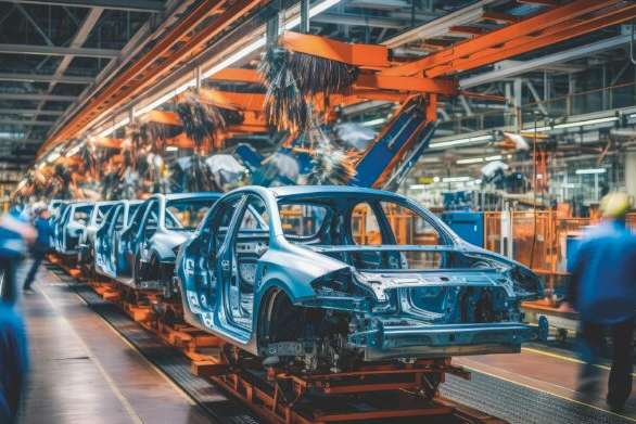 vehicles line car production illustration components industry, automation technology, efficiency quality vehicles line car production