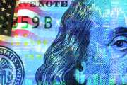 Closeup dollar on the background of a chart. U.S. economy. Decrease in profit. Recession. The economic crisis in America. 3d illustration