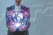 mixed media of financial technology concept