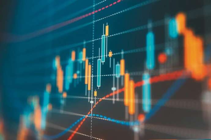 A financial data analysis graph. Selective focus. Horizontal composition with copy space.