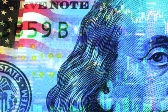Closeup dollar on the background of a chart. U.S. economy. Decrease in profit. Recession. The economic crisis in America. 3d illustration