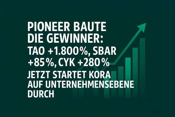 Pioneer baut Gewinner: TAO +1.800 %, SBAR +85 %, CYK +280 % – jetzt startet KORA auf Unternehmensebene durch!