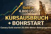 Gold über 4.800 US-Dollar: Canary Gold bricht um 16 % aus — Die Bohrungen haben offiziell begonnen