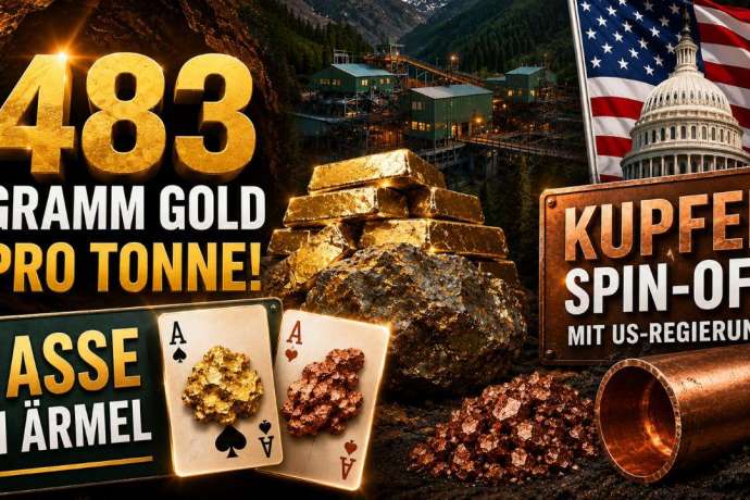 483 Gramm Gold pro Tonne&colon; Bohrsensation trifft Kupfer-Spin-off mit US-Regierung&colon; Diese Gold-Aktie hat zwei Asse im &Auml;rmel