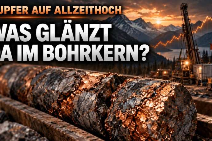 Gediegen Kupfer im Bohrkern: Kupfer auf &hellip;